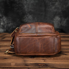 Cool Vintage Leather Mens Sling Bag Chest Bag Vintage One Shoulder Backpack For Men - iwalletsmen
