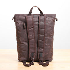 Waxed Canvas Mens Womens 14'' Travel Backpack Roll Up Backpack School Backpack for Men - iwalletsmen