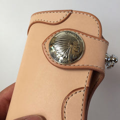 Handmade Leather Biker Wallet Mens Cool Chain Wallet Trucker Wallet with Chain