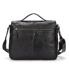 Fashion Black Leather Men's Professional Briefcase Handbag Black Side Bag Shoulder Bag For Men - iwalletsmen