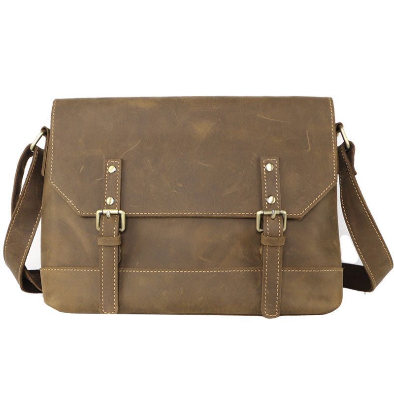 Cool Brown Leather Mens Small Courier Bags Vintage Brown