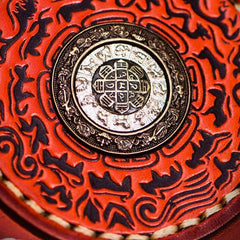 Handmade Leather Small Tibetan Tooled Mens billfold Wallet Cool Chain Wallet Biker Wallet for Men