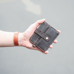 Vintage Brown Slim Leather Mens Card Wallets Small Card Holder Front Pocket Wallet For Men - iwalletsmen
