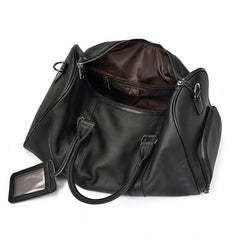 Cool Black Coffee Leather Men Barrel Overnight Bags Travel Bags Weekender Bags For Men - iwalletsmen