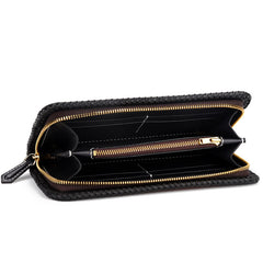 Handmade Leather Tooled Chinese Dragon Tiger Mens Chain Biker Wallet Cool Leather Wallet Long Clutch Wallets for Men