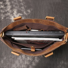 Leather Mens Briefcase 13inch Laptop Handbag Work Bag Business Bag Shoulder Bag For Men - iwalletsmen