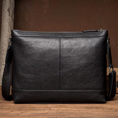 Cool Black Leather Mens Postman Bag Messenger Bags Side Bag Courier Bags for Men - iwalletsmen