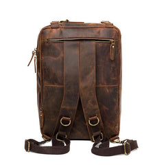Cool Coffee Leather 15 inches Large Satchel BackPack Travel BackPack School BackPack for Men - iwalletsmen