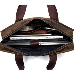 Leather Mens 13 inches Briefcase Dark Brown Laptop Bags Business Bags Work Bags for Men - iwalletsmen