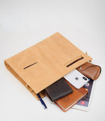 Brown Leather Men's File Bag Clutch Bag Side Bag Wristlet Bag For Men - iwalletsmen