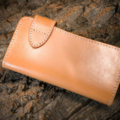 Handmade Leather Mens Cool Beige Chain Wallet Biker Trucker Wallet with Chain