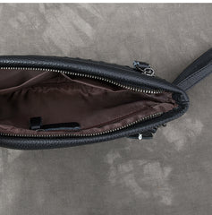 Black Leather Mens Multi Layer Business Clutch Wallet Wristlet Wallet For Men - iwalletsmen