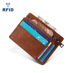 Cool Leather RFID Slim Zipper Wallet billfold Small Wallet Front Pocket Wallet Card Wallets For Men - iwalletsmen