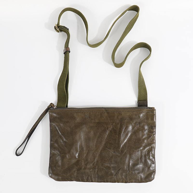 Casual Green Leather Mens Small Side Bag Messenger Bag Brown Post Bag Courier Bags for Men - iwalletsmen