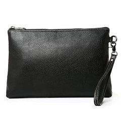 Black Leather Mens Wristlet Wallet Bag Zipper Clutch Wallet For Men - iwalletsmen