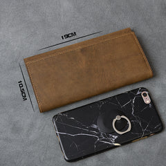 Brown Leather Mens Long Wallet Long Bifold Card Wallet For Men - iwalletsmen