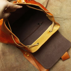 Vintage Lambskin Brown Leather Men's 14'' Laptop Backpack Black Satchel Backpack For Men - iwalletsmen