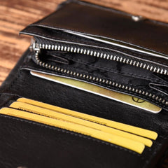 Handmade Mens Cool billfold Leather Wallet Men Small Slim Wallets Bifold for Men
