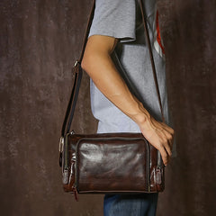 Genuine Leather Mens Cool Shoulder Bag Messenger Bag Chest Bag Bike Bag Cycling Bag for men