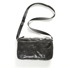 Casual Black Leather Mens Cool Side Bag Messenger Bag Coffee Postman Courier Bag for Men - iwalletsmen