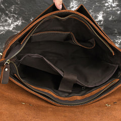 Cool Leather Mens Vintage Briefcases Work Bag Business Bag Handbag Laptop Bag For Men - iwalletsmen