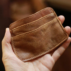 Brown Slim Leather Mens Card Wallet Small Card Holder Front Pocket Wallet For Men - iwalletsmen