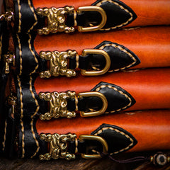 Handmade Leather Mens Chain Biker Wallet Cool Leather Wallet Long Clutch Wallets for Men
