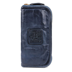 Navy Mens Leather Clutch Wallet Zip Around Wallet Leather Wallet Clutch for Men Leather Zip Wallet