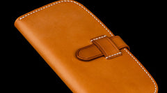 Handmade Leather Men Slim Cool Leather Wallet Long Phone Clutch Wallets for Men