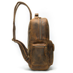 Cool Vintage Leather Mens 14inch Laptop Backpack Backpacks School Backpack Work Backpack for Men - iwalletsmen