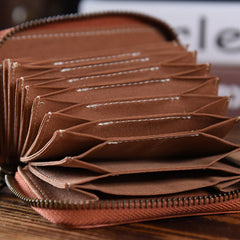 Handmade Mens Cool billfold Leather Wallet Men Small Card Wallets Zipper for Men