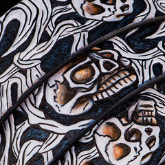 Handmade Genuine Leather Tooled Skull Mens Belt Custom Cool Leather Men Belt for Men