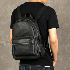 Genuine Leather Mens Cool Backpack Sling Bag Large Black Travel Bag Hiking Bag for men