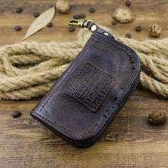 Brown Leather Men's Key Wallet Car Key Case Black Leather Key Holder For Men - iwalletsmen