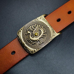 Handmade Genuine Leather Punk Rock Auspicious Phoenix Mens Cool Men Biker Trucker Leather Belt