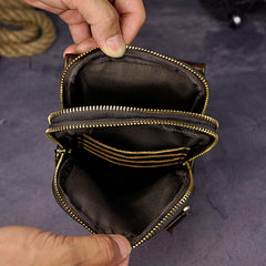 Fashion Leather Men's Belt Pouch Cell Phone Holsters Brown Mini Side Bag For Men - iwalletsmen