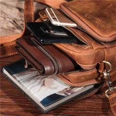 Vintage Brown Leather Men's Belt Pouches Cell Phone Holsters Mini Side Bag For Men - iwalletsmen