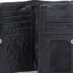 Handmade Leather Mens Cool Long Leather Wallet Zipper Wristlet Clutch Wallet