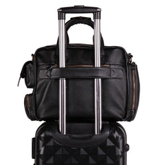 Cool Black Leather Men Large Overnight Bag Travel Bags Weekender Bags For Men - iwalletsmen