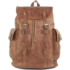 Cool Black Leather Mens Travel Large Backpack Work Handbag 16 inches Work Backpack For Men - iwalletsmen