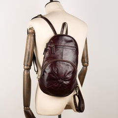 Brown Fashion Mens Leather 11-inches Large Backpacks Red Wine Travel Backpacks School Backpacks for men - iwalletsmen