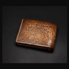 Handmade Leather Tooled League of Legends LOL Thresh Mens billfold Wallet Cool Leather Wallet Slim Wallet for Men