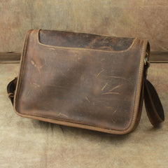 Casual Leather Brown Mens Vintage 10inch Side Bag Messenger Bag Shoulder Bags For Men - iwalletsmen