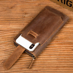 Brown Cool Mens long Wallet Wristlet Bag Clutch Wallet Mobile Long Wallet for Men - iwalletsmen