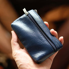 Black Leather Mens billfold Coin Wallet Zipper Small Coin Holder Change Pouch For Men - iwalletsmen