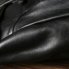 Genuine Leather Mens Cool Backpack Sling Bag Large Black Travel Bag Hiking Bag for men
