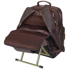 Dark Brown Leather Men's 17-inch Huge Computer Backpack Large Travel Backpack Large College Backpack For Men - iwalletsmen