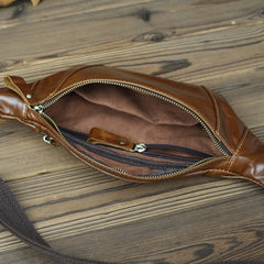 Brown MENS LEATHER FANNY PACK Coffee BUMBAG Vintage WAIST BAGS for Men - iwalletsmen