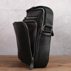 BADASS Black LEATHER MENS Ipad Vertical SIDE BAG COURIER BAG Vertical MESSENGER BAG FOR MEN - iwalletsmen