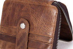 Cool Leather Small Slim Zipper Wallet billfold Wallet Card Wallets For Men - iwalletsmen